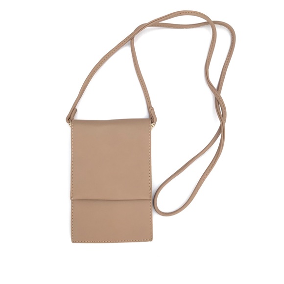 Handbags - Nude Faux Leather Crossbody Purse / Bag